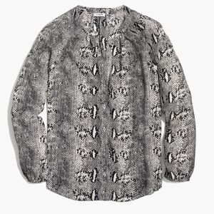 NWT J. Crew Long-sleeve snakeskin-print button-up raglan top